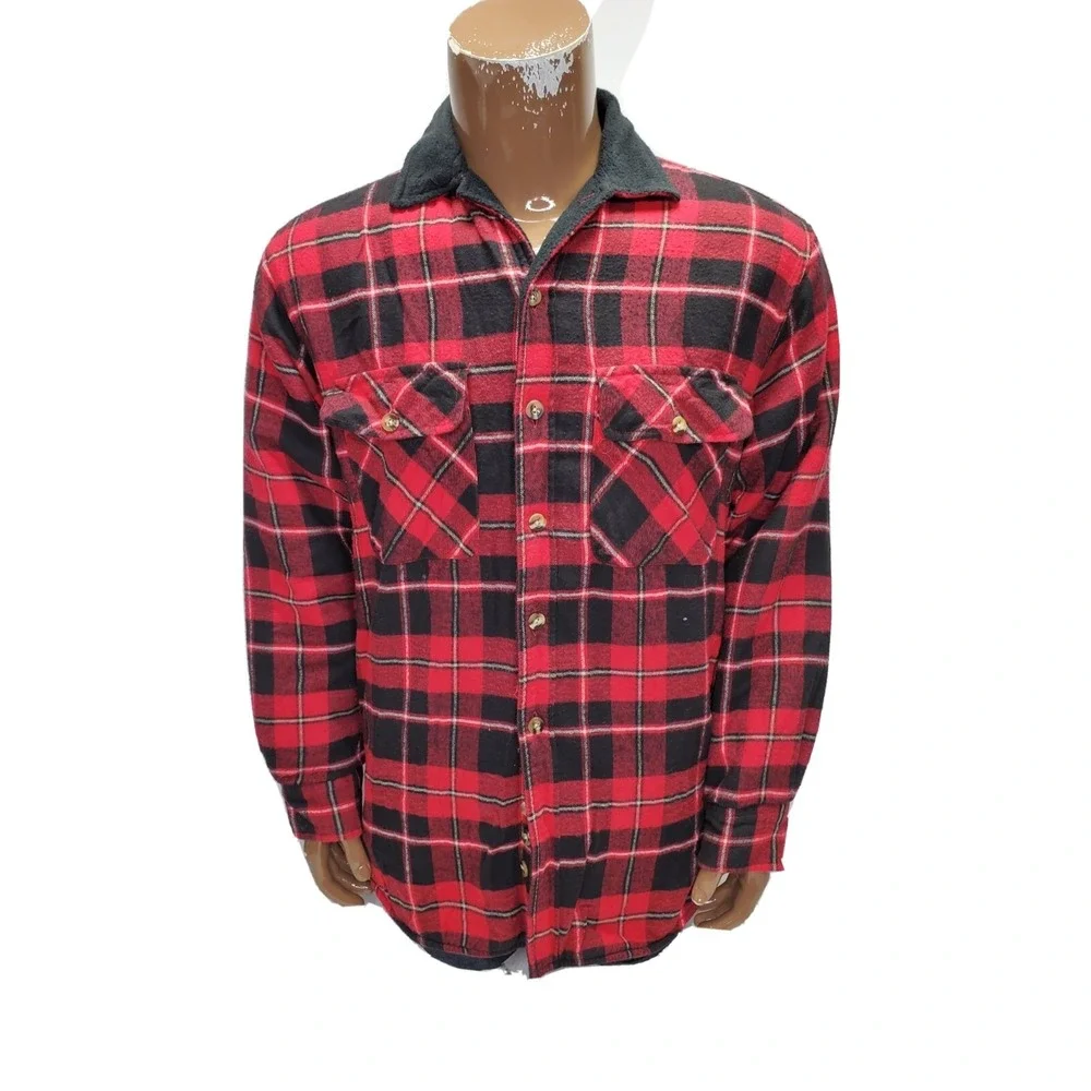 Ozark Trail Lumberjack Buffalo Flannel Insulated Shirt Jacket Quilted Red Plaid